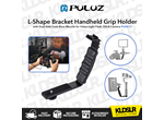 PULUZ L-Shape Bracket Handheld Grip Holder with Dual Side Cold Shoe Mounts for Video Light Flash, DSLR Camera PU3011